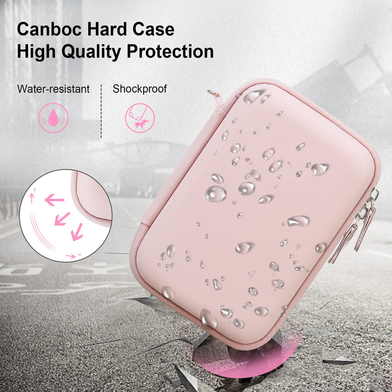 Canboc Hard Case for Fujifilm Instax Mini Link 2/ Instax Mini Link Smartphone Printer/Fujifilm Instax Mini EVO Instant Camera, Mesh Pocket fit Instax Mini Instant Film and Cable, Soft Pink Z-Pink