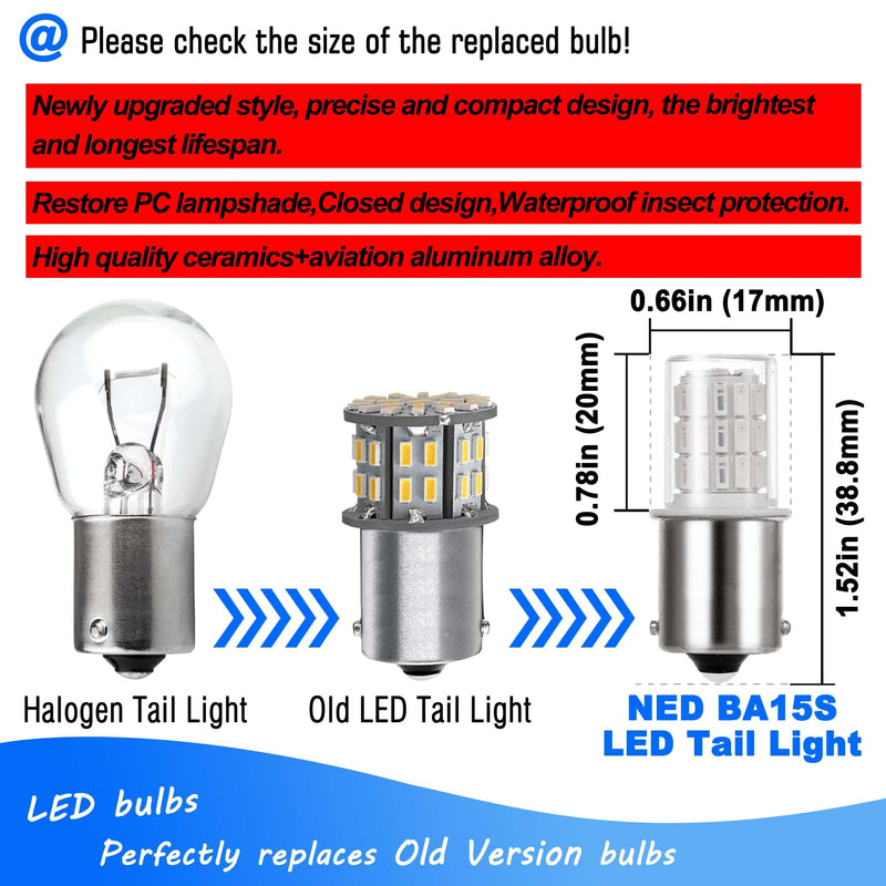 1156 1141 1003 7506 BA15S LED Bulbs Brilliant Red, LED Replacement for 12 Volt RV Tail Brake Lights Camper Trailer Boat Trunk Interior Lights, DC Bayonet Single Contact Base,AC10-24V DC10-30volt,3Pack 1156 Brilliant Red