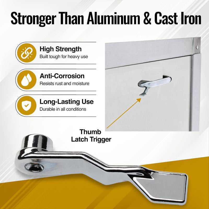 Chute Door Thumb Trigger Handle - For both Bottom and Side Hinged Trash and Laundry Stainless Steel Intake Doors. Perfect Parts for Wilkinson and Other Manufactured Hardware companies. (Chrome) Chrome