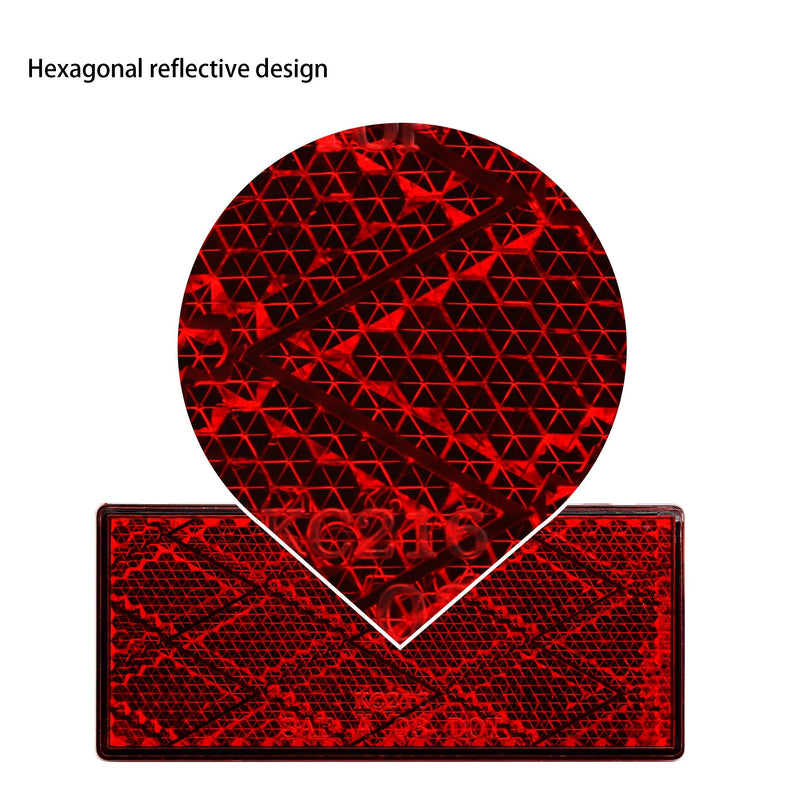 2Pcs Rectangular Stick-On Trailer Reflector (Red, 3.15 x 1.38 in) Red