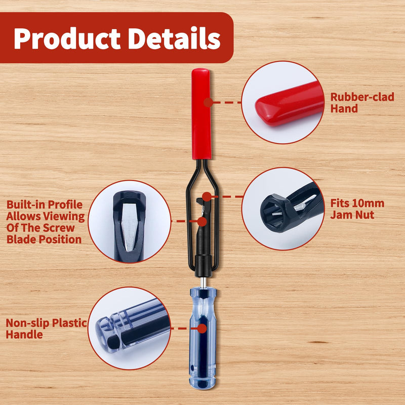 10mm Valve Adjustment Tool Jam Nut, Slotted Valve Grinding & Lapping Tool, Valve Adjusting Stud, Jam Nuts with Window Cut Out for Positioning, for Honda Toyota and Other Japanese Auto Vehicle Engine