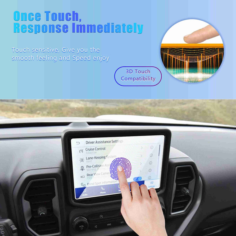 GFJNFG Bronco Sport Tempered Glass Screen Protector for 2024 2023 2022 2021 Ford Bronco Sport 8 Inch Touchscreen Sync 3 Navigation 9H Hardness Anti-Explosion Super Protection Bronco Sport 8" Clear