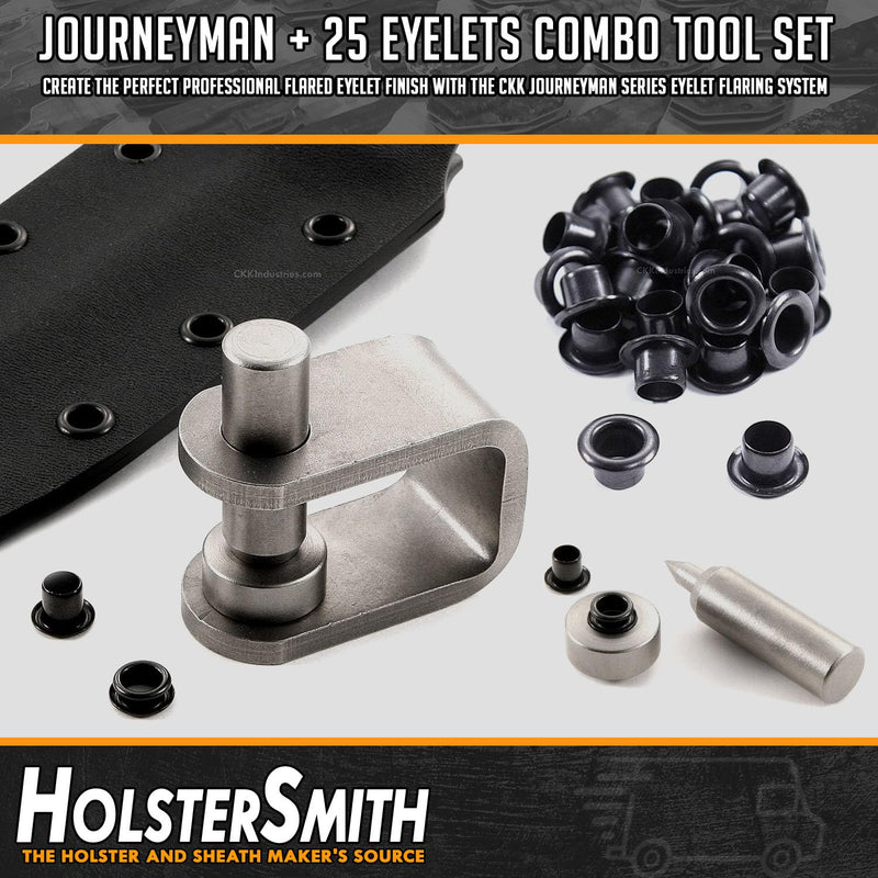 Eyelet Setting Tool & (10) Eyelet Combo - (1) [#8 Eyelet Setting Tool (1/4 in.)] + (10) [#8-9 Black Eyelets (1/4 in.)] - for KYDEX Holster Making, Sewing, Canvas, Tent Making (#8 Setting Tool + (10) #8-9 Black Eyelets)