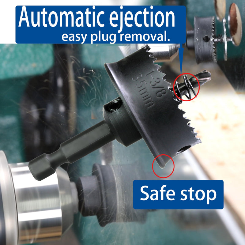 Thin-Wall HSS Bi Metal Hole Saw Kit 7/8,1-1/8,1-3/8 Inch for Impact Driver HSS-3PCS