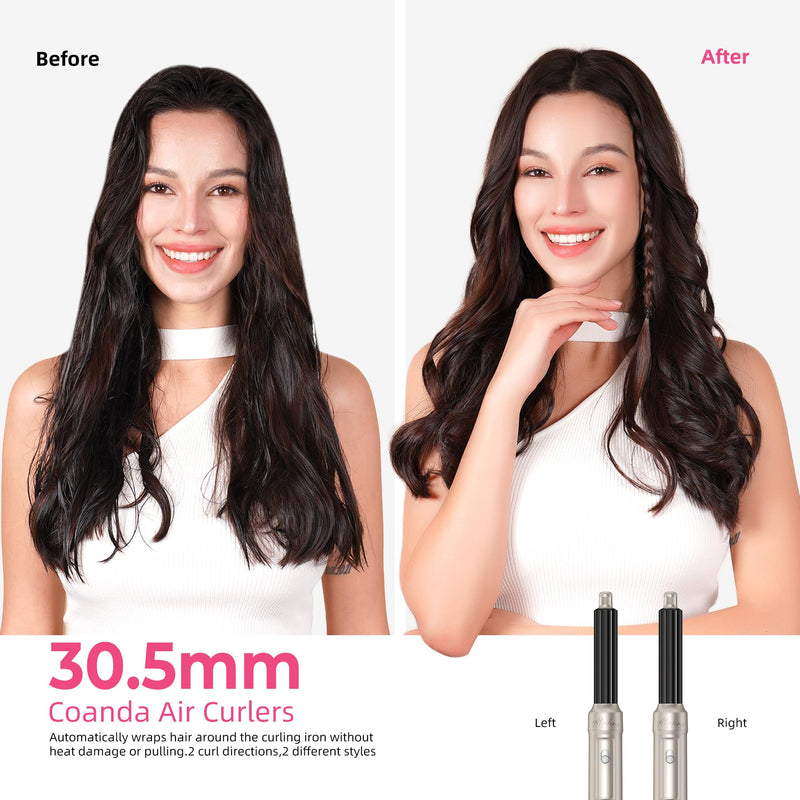Airbrush Hair Styler 6 in 1 Magic Styler 1000W Airstyler Set 60000RPM Gift | Airstyler Set Upgrade Hair Dryer Brush, L&R Airflow Hair Curler,Curl, Straighten, Wavy, Smooth, Multistyler Gifts Set 3 Temps Creamgold