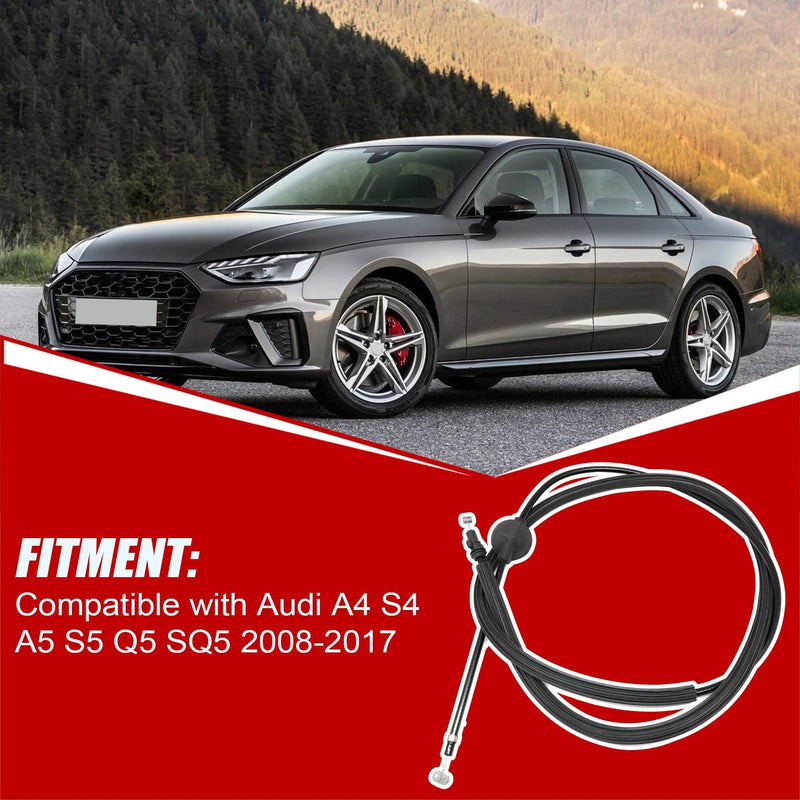 FZJDSD Hood Latch Release Cable 1PC Front Compatible with Audi A4 S4 A5 S5 Q5 SQ5 2008-2017 Replace 8R1823535, 8K1823535, 8T1823535, Front Hood Latch Lock Release Cable