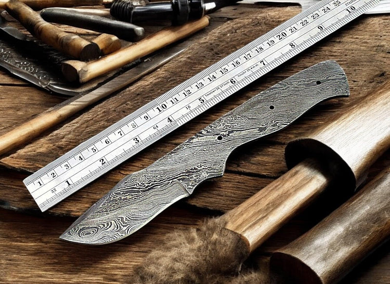LOT OF 5 PIECES HAND FORGED DAMASCUS STEEL FULL TANG KNIFE BLANK BLADE KNIFE MAKING SUPPLIES (5 DIFFERENT PIECES SET) 5 DIFFERENT PIECES EACH OTHER KNIVES SET