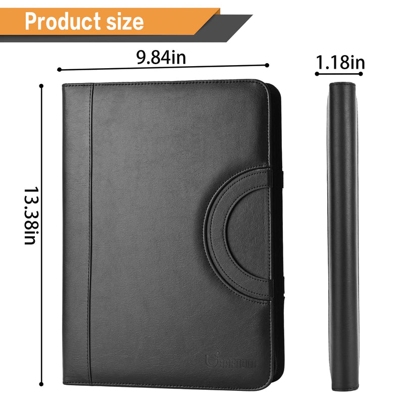 Padfolio Portfolio Binder – Vegan Leather Business Portfolio Organizer with Calculator – Zippered Portfolio Padfolio for Women & Men
