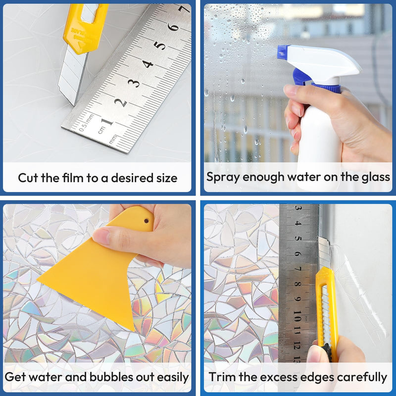 rabbitgoo Window Tint Kit, Window Privacy Film Installation Tint Tools, 3 Pieces Easy to Apply Frosted Glass Stained Glass Privacy Film Application Kit Include Squeegee, Utility Knife, Spray Bottle Yellow Squeegee