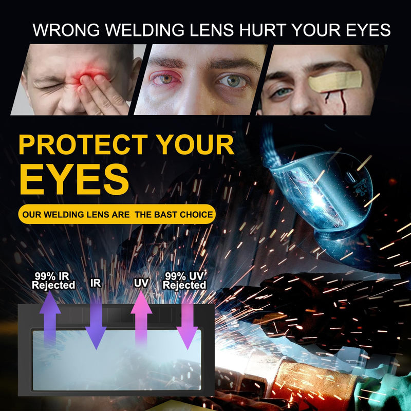 Gold Shade 11 Auto Darkening Welding Lens 2x4 1/4,True Color Blue Welding Lens,True Color Technology,Solar Charging,Fit Most Pancake and Pipeliner Welding Hoods,Auto Darkening Welding Lens 2x4.25 Gold Shade 11