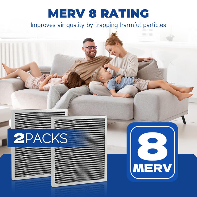 2-Packs 5443 Washable MERV 8 Dehumidifier Filter 10x12x1 Compatible with AprilAire Whole-House Models1830 1850 1852 and Ventilation Models 8191 8192 Replacement Filter 2-Packs 5443