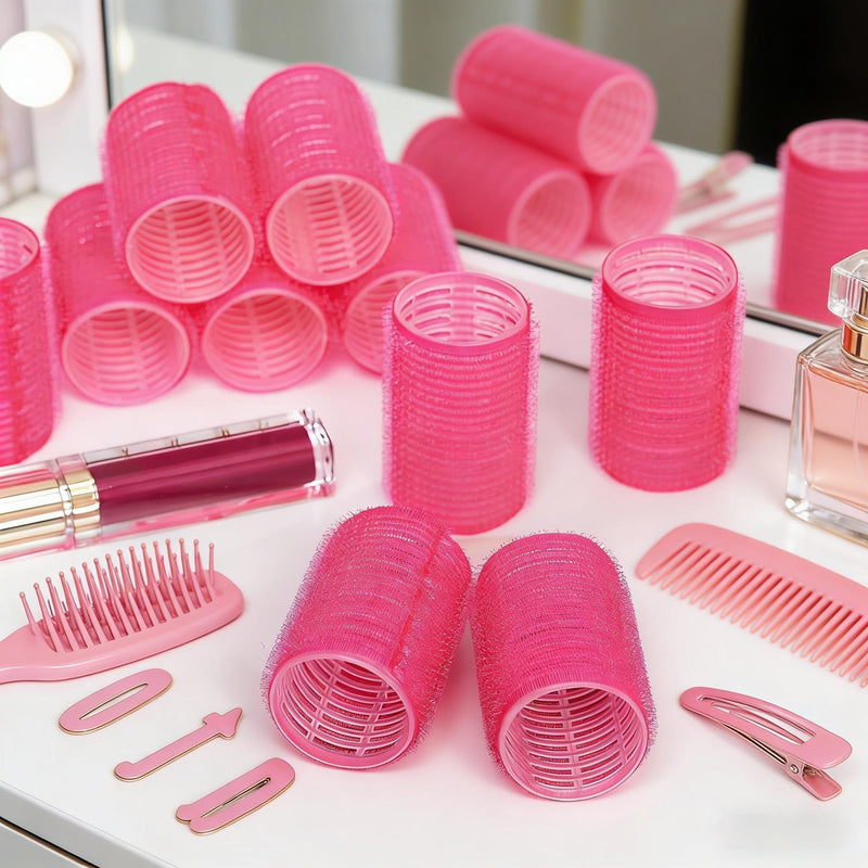 12 Pcs Hair Rollers Foam Curlers Tools Hairdressing Curlers Tools Hair Styling for Women and Girls (Pink) 1 count (Pack of 12)