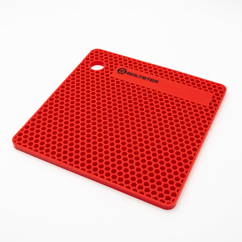 Boltster Original Fastener Organizer Tray – Professional Silicone Bolt & Screw Organizer for Mechanics, Automotive, Industrial, & DIY – Heat & Chemical Resistant Tool Tray for Bolt Organization Red