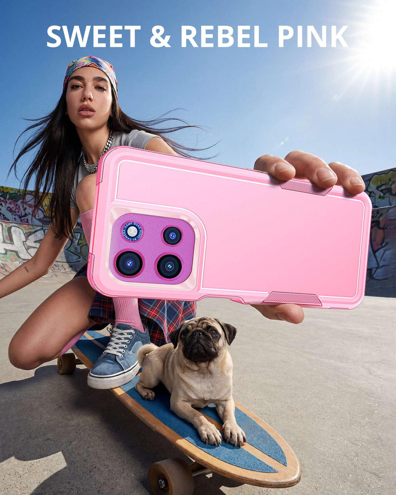 for Motorola Moto G 2026 2025 / G Play 2026 Case Blush Pink | Full Body Rugged Phone Case with 2X Screen Protector, Military-Grade Shockproof Dual-Layer Protective Cover Compatible with Motorola Moto G 2026 2025 / G Play 2026