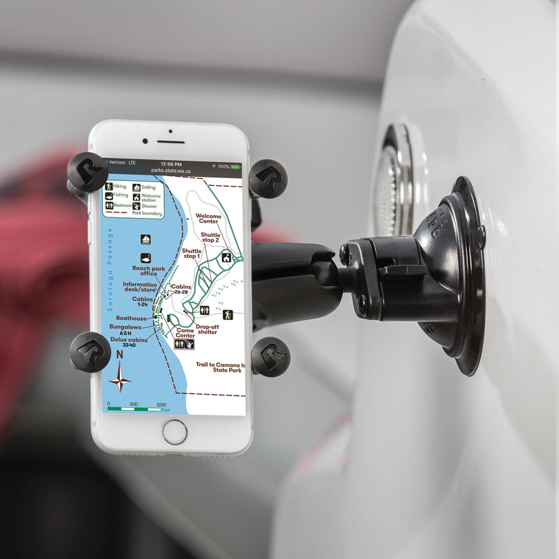 RAM Mounts X-Grip Phone Mount with RAM Twist-Lock Suction Cup RAM-B-166-UN7U with Medium Arm for Vehicle Windshields