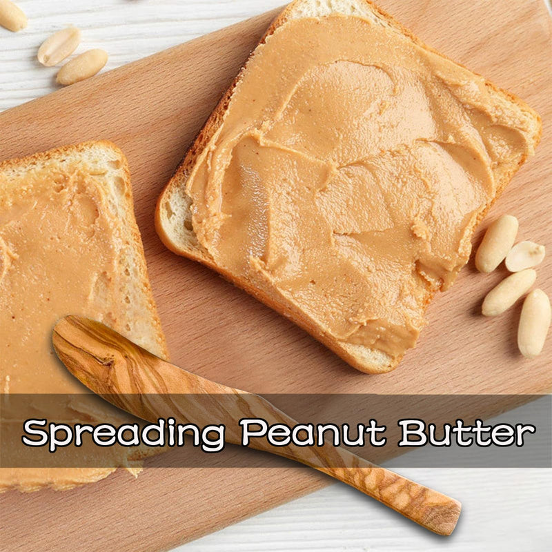 Olive Wooden Butter Knife Spreader, Handmade 6.8 Inch Peanut Butter Knives for Jam, Cheese, Cream, Bread Sandwich Spreaders, Mini Spreader Serving Utensil Set for Breakfast Picnic (3PCS Butter Knives) 3PCS Butter Knives