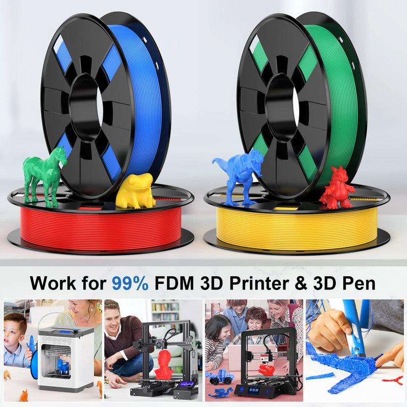 ENTINA 4 Colors PLA 3D Printer Filament Bundle, PLA Filament 1.75 mm for 3D Printers, Dimensional Accuracy +/- 0.02 mm, 200g x 4 Spools Set Red/Blue/Green/Yellow