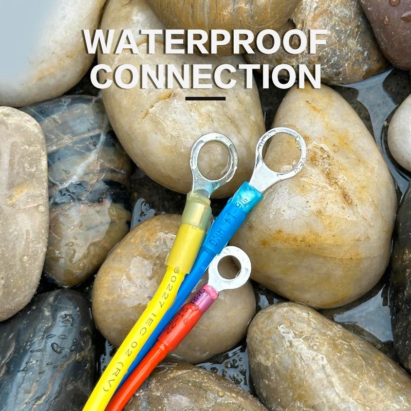 600Pcs Heat Shrink Wire Connectors Electrical Kit - Oiojuct Marine Automotive Crimp Terminals Assortment, Waterproof Ring Fork Spade Electrical Butt Connector 600