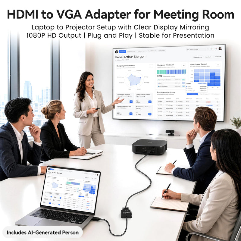 HDMI to VGA Adapter 10-Pack for Laptop to Projector 1080p | Uni-Directional, Gold-Plated Converter (M/F), Plug & Play, Works with PC, Monitor, HDTV, Chromebook, Raspberry Pi, Xbox Black