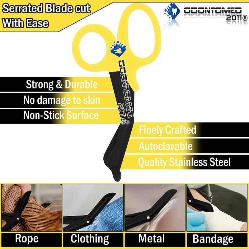 Heavy Duty Fluoride Coated Nurse Doctor Medical Paramedic Trauma Shears Scissors 7.25" (ODONTOMED2011) (Yellow) Yellow