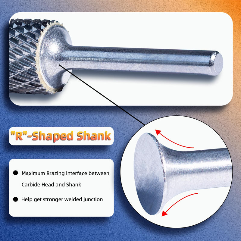 Carbide Burr Set,Tungsten Carbide Cutting Tools, Double Cut Rotary Files 1/4" Shank 10PCS Carbide Burr Bits High-Speed Spiral Fils for Metal, Plastic, Woodworking 10PC - 1/4" Shank