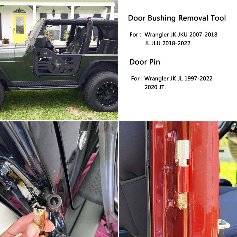Door Bushing Removal Tool Hinge Liners for Jeep Wrangler JK JKU JL JLU & Gladiator JT 2007-2025 (Removal Tool and 4 Pins) Door Bushing Removal Tool and 4 Pins