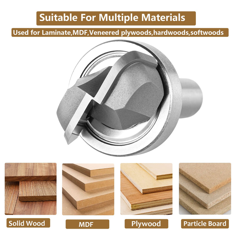 SpeTool Bowl and Tray Template Router Bit with Bearing 1/2 Inch Shank 1-1/4 Inch Cutting Diameter,Carbide CNC Router Bowl Bits Woodwroking Tool