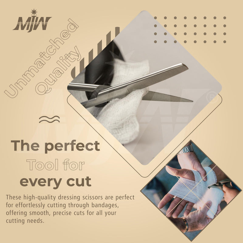 MJW Dressing Scissor, Silver, Stainless Steel, 15.5 cm, Professional Medical Scissors and Shears