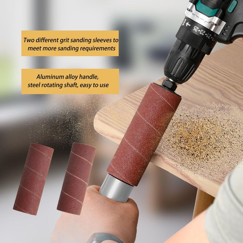 Hand-Held Drum Spindle Sander for Woodworking,Rubber Sanding Drum for Drill (Silvery) Silvery