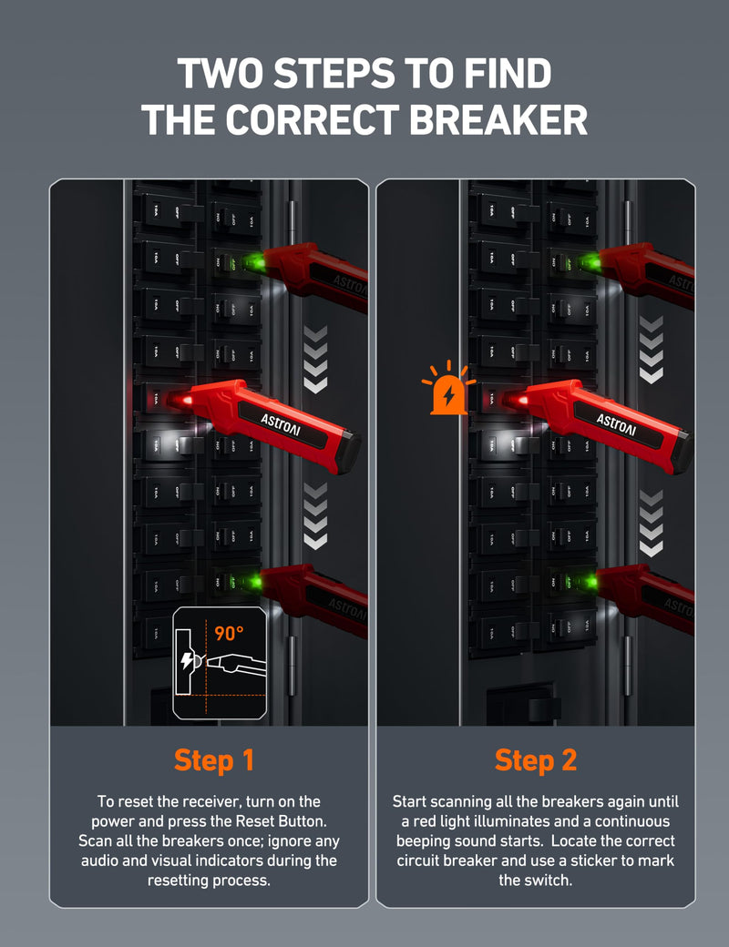 AstroAI Circuit Breaker Finder with GFCI Outlet Tester, Electrical Tester Tool for Home/Workshop Circuit Tracing, Quickly Locates Breakers with Indicators