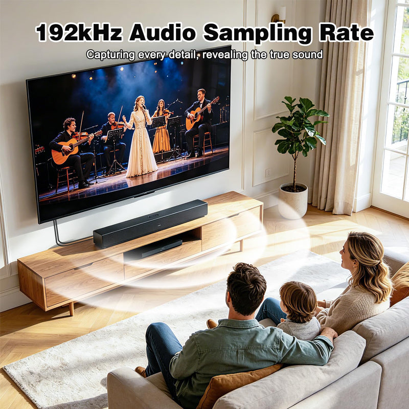 192KHz HDMI eARC/ARC to Optical Audio Converter | 1.8m/5.9ft HDMI eARC/ARC to Optical Cable, Support PCM2.0, Dolby 5.1, DTS, AC3, for TV to Soundbar Amplifier Speaker