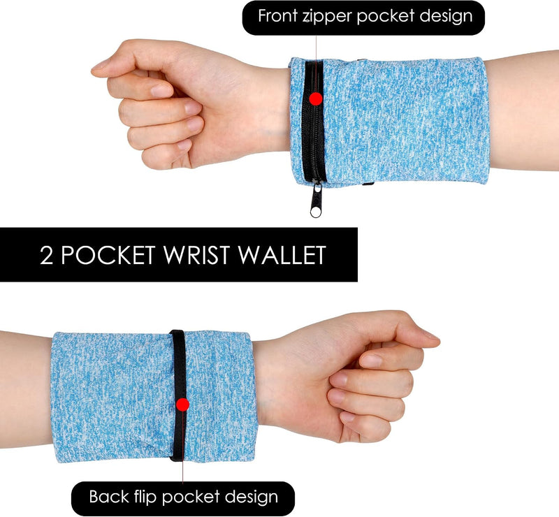  [AUSTRALIA] - Wrist Wallet for Women Men, Wristband with Zipper Pouch Purse for Running, Walking, Hiking, Jogging, Travel, Events, Spandex Sweatband Wallet for Keys, Cash, Cards, Napkin