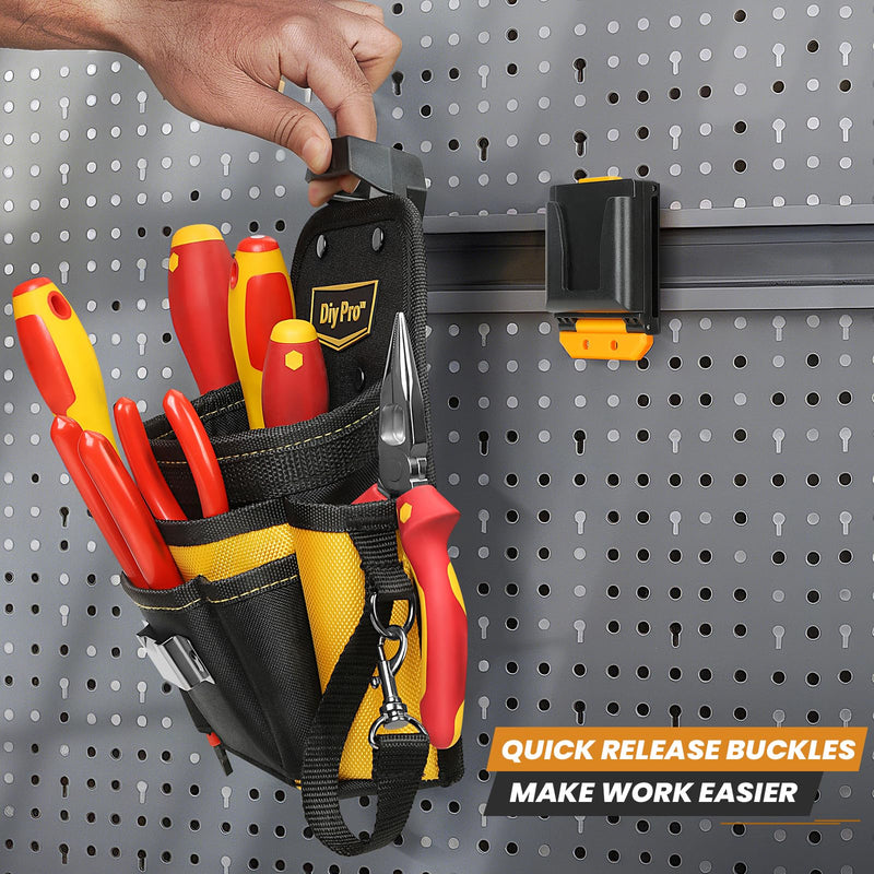 Tool Pouches, Tool Belt Pouch, Electrician Tool Pouch, Quickly Attach & Release Tool Belt Pouch with Clip, Tool Bag Multi-Pocket, Heavy Duty Utility Pouches for Carpenters & Home Improvement Small