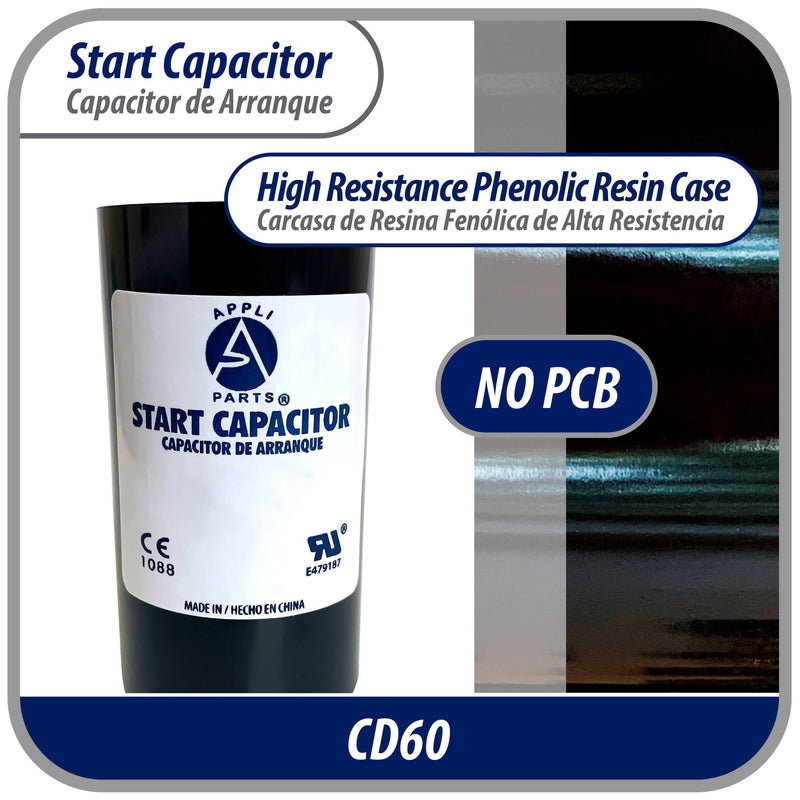 Appli Parts CON-270-330 Motor Start Capacitor 270-324 MFD uF, 330 VAC. Universal for Electric Motor Applications, 1.75 in Wide, 3.38 in Height
