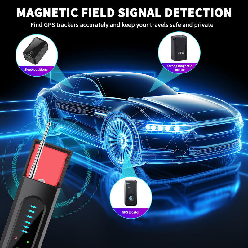 Hidden Camera Detector, 2026 AI Upgraded Spy Camera Finder | 5 Sensitivity Levels 4 Detection Modes, 25H Working Time, Signal Scanner Device Finder for Hotel Car Office Home Travel Black