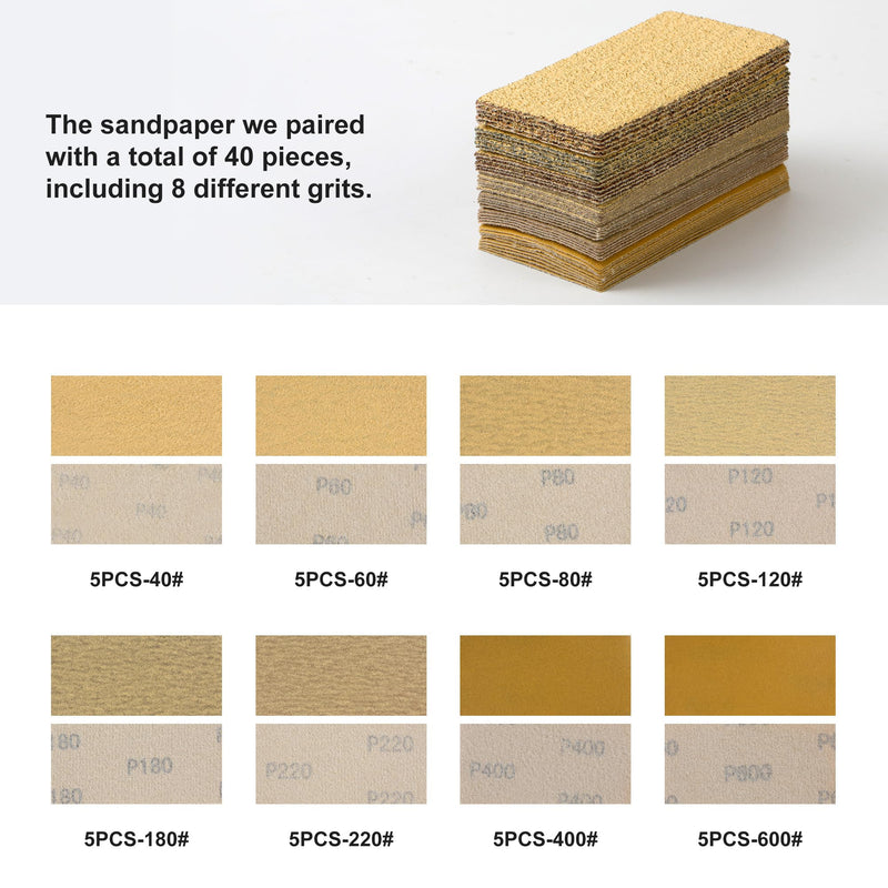 56 PCS Hand Sanding Block Set Include 16 PCS Contoured Profile Sander Block and 40 Sheet Sandpaper Interchangeable Assorted Convex & Concave Shapes Used for Woodworking Furniture, Auto Paint 16 PCS Block + 40 PCS Sandpaper