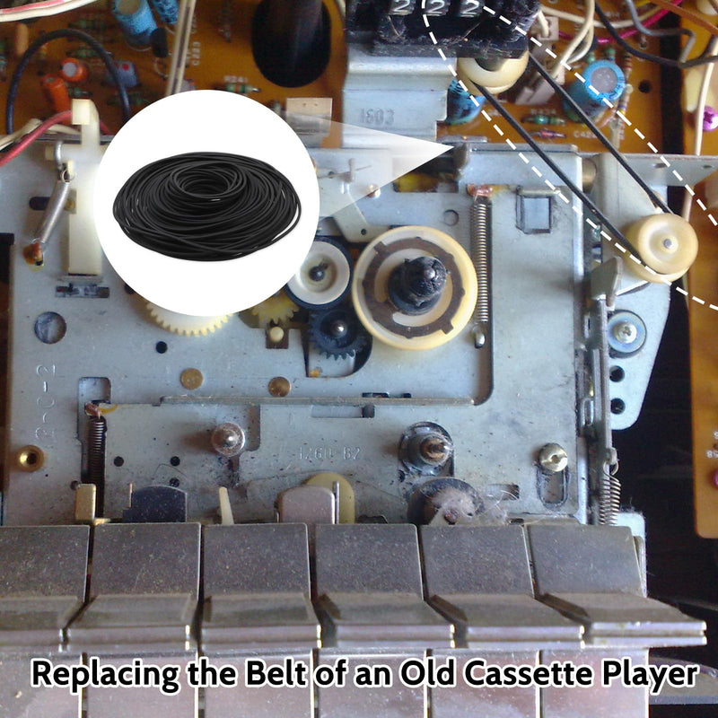 150 Pcs Cassette Player Belts Recorder Rubber Belt Repair Maintenance Tape Machine Rubber Belt Mix 40-135 mm Square Cassette Belts for CD VCR DVD LD Repeater Drives, 1mm Width