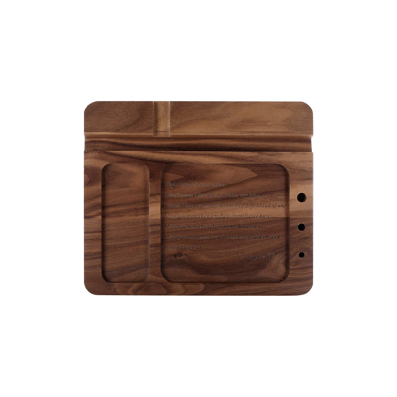 awofer Gifts for Men - Ebony Wood Phone Docking Station - Nightstand with Key Holder, Wallet Stand and Watch Organizer to Boyfriend Husband Wife Dad for Anniversary Birthday Christmas