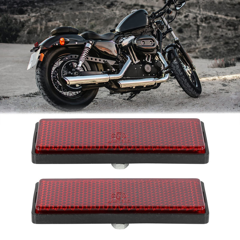 F FIERCE CYCLE Pair M6x1.0 Red Rectangle Universal Screw Mount Reflective Warning Reflector for Motorcycle Bike
