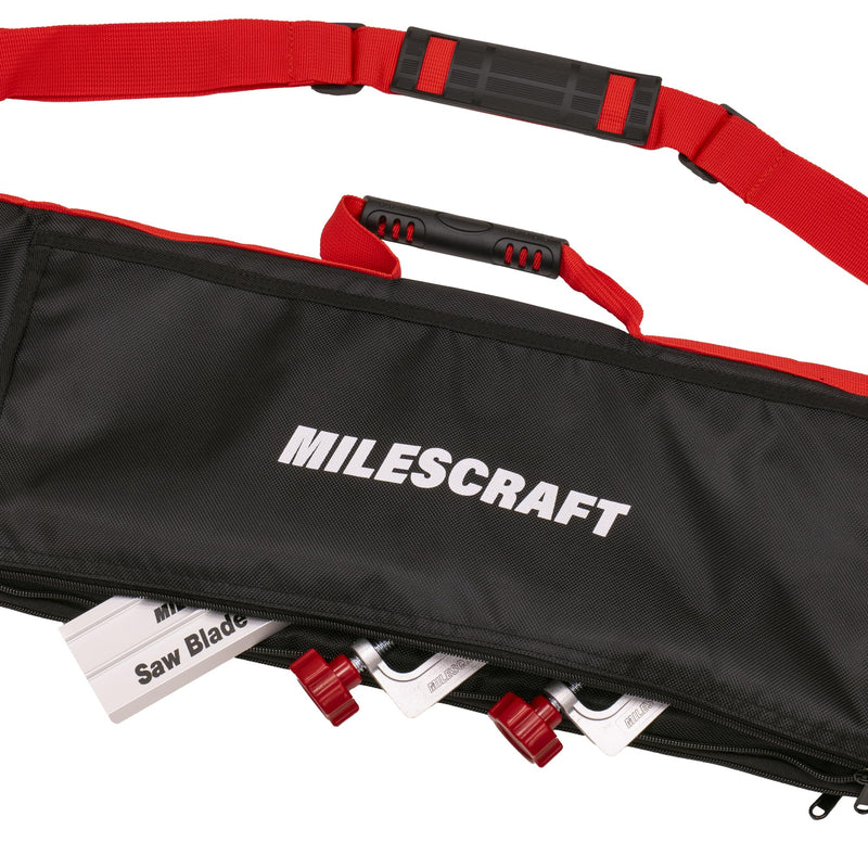 Milescraft 7206 Track Sack – Track Saw Rail Padded Bag. Universal Fit for All Track Saw Rails. 2pc. 60” x 8” Rail Capacity. Two Large 18” x 7” Storage Pockets. Shoulder Strap & Handle for Transport