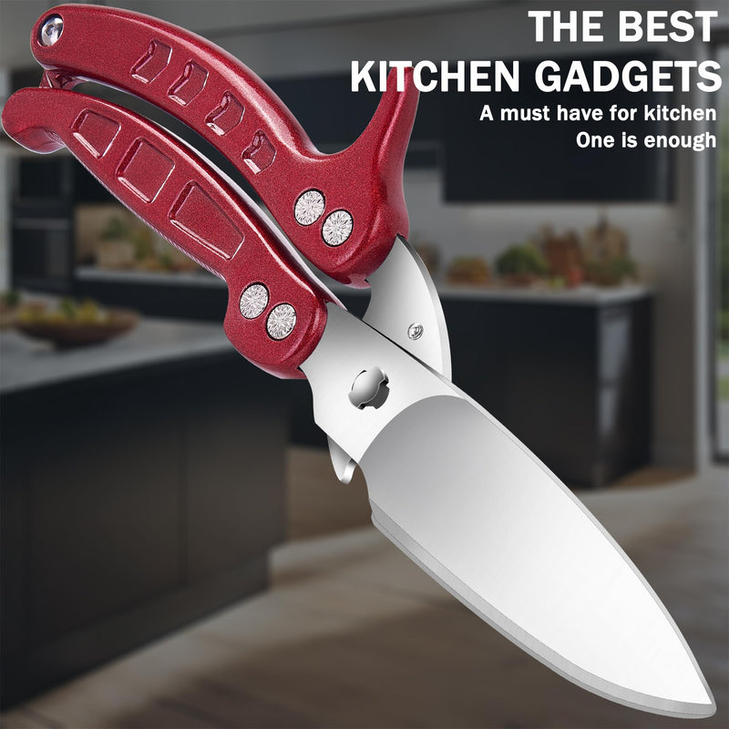 Kitchen Shears Heavy Duty Poultry Shears Meat Cutting Dishwasher Safe and Stainless Food Kitchen Scissors for Chicken Turkey Thanksgiving,Burgundy Burgundy