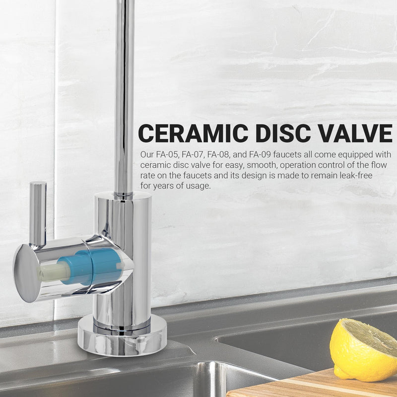 Metpure Non Air Gap RO Water Filtration System Water Dispenser Spout (Chrome). Euro Style with Faucet Wrench NSF Certified. Chrome