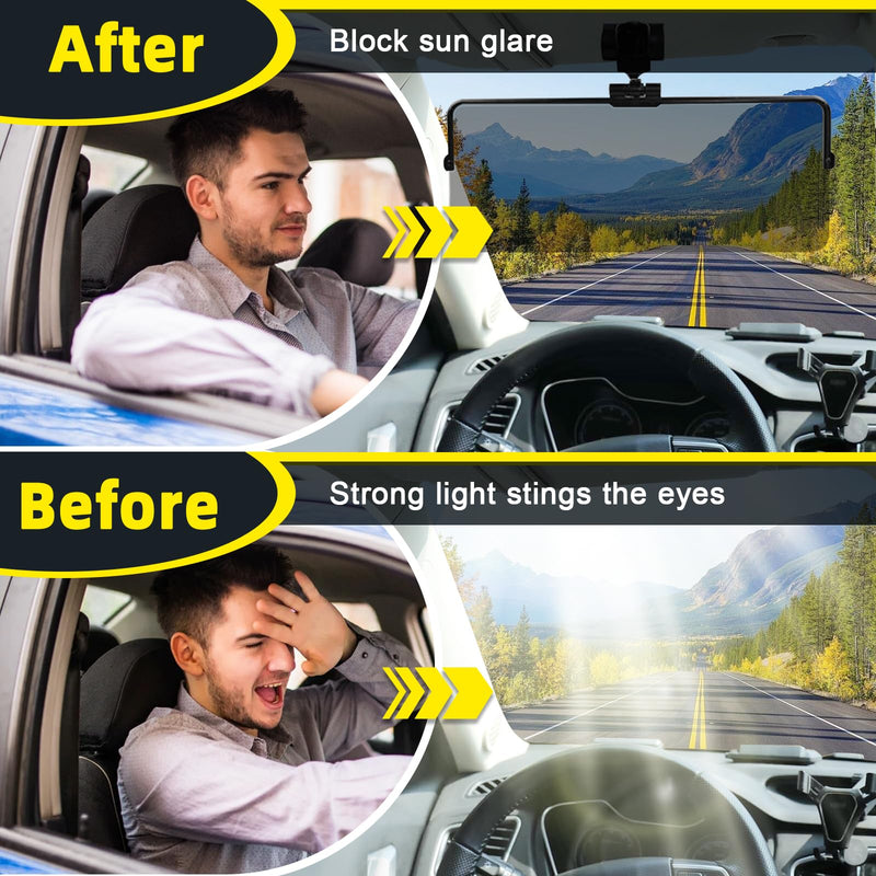 Sun Visor Extender for Car, Universal Sun Visor for Car Easy to Install, UV400 Anti-Glare Protects from Glare/UV Ray/Stray Light/Snow Blindness for Safe Driving, Clip on/Adjustable Angle