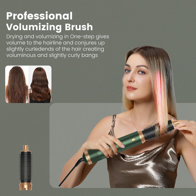Hair Styler 5 in 1,Airbrush 5 in 1 Multi Styler, Air Styler 5 in 1 with Air Curler, Hair Dryer, Brush Hair Dryer for Drying and Styling Straightening Volumizing Curling Sleeking Green