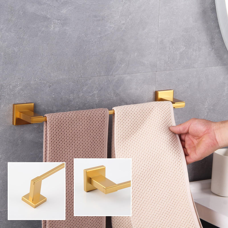 GERZWY 18-Inch Gold Towel Rack, Single Towel Bars for Bathroom, Wall Mounted Stainless Steel Hand Towel Holder JG1901A45-BE