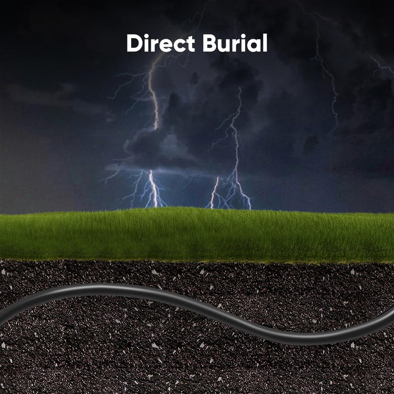 Cat 6 Outdoor Ethernet Cable 100 ft, 10Gbps 550MHz Pure Copper Network Internet Cable Direct Burial Waterproof UV LLDPE Jacket, LAN Cable Patch Cord with 20 Ties, UTP Support POE for PC