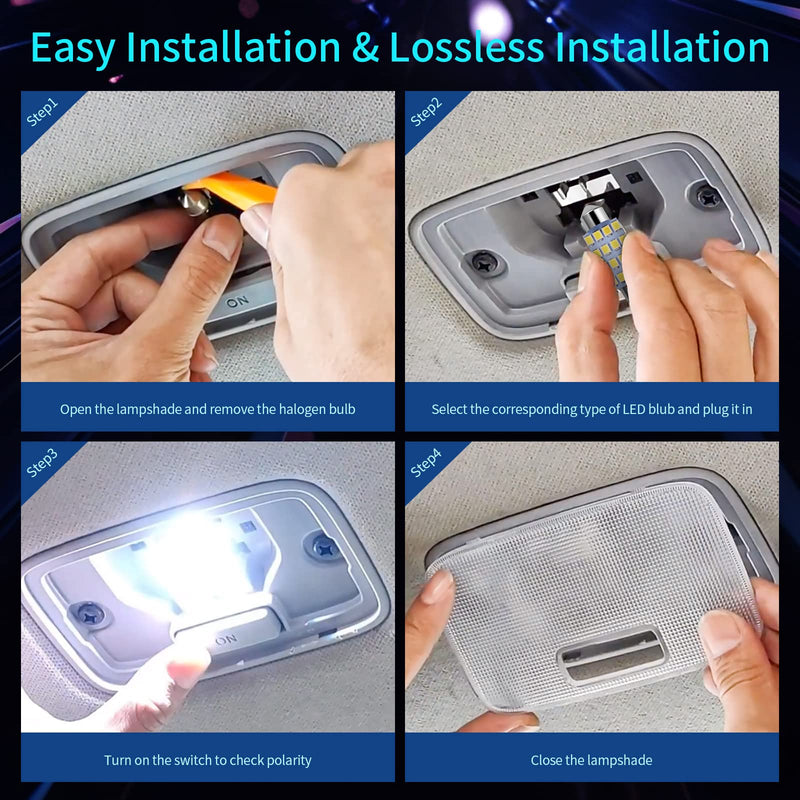 42 Pieces Interior Car Lights, Super Bright White Dome Map Tail Cab Lights Bulb Kit Set , DE3175 T10 31mm 41mm 194 LED Bulb for Your Trucks Width Lamp(White)