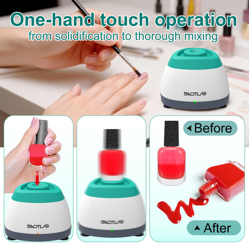 Vortex Mixer 4000rpm with Zinc Alloy Base, Nail Polish Shaker, Glue Shaker & Paint Mixer for Gel Polish Acrylic Paints Eyelash Adhesives Tattoo Ink Test Tubes, Green