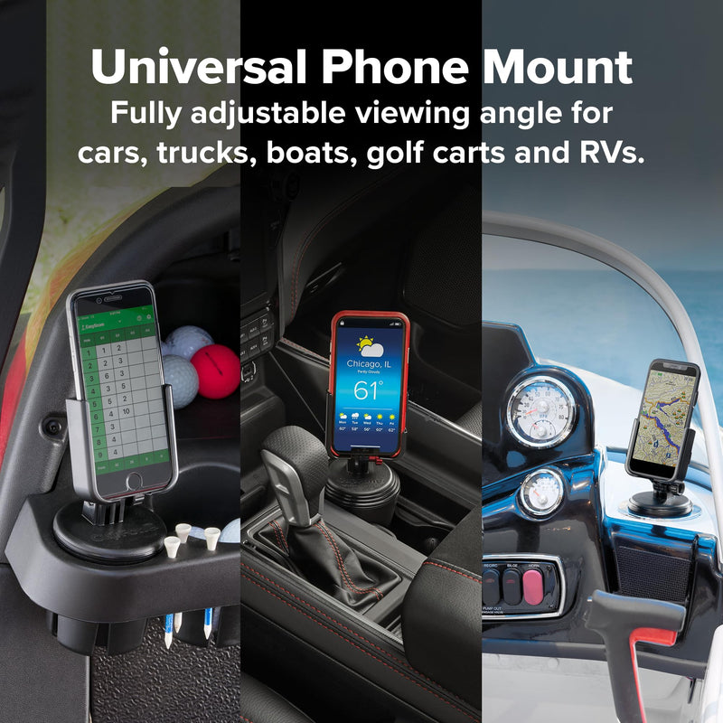 WeatherTech CupFone, Universal Cup Holder Phone Mount for Cars – Adjustable & Secure Fit with Open Access for Charging – Compatible with iPhone, Android - Black Regular