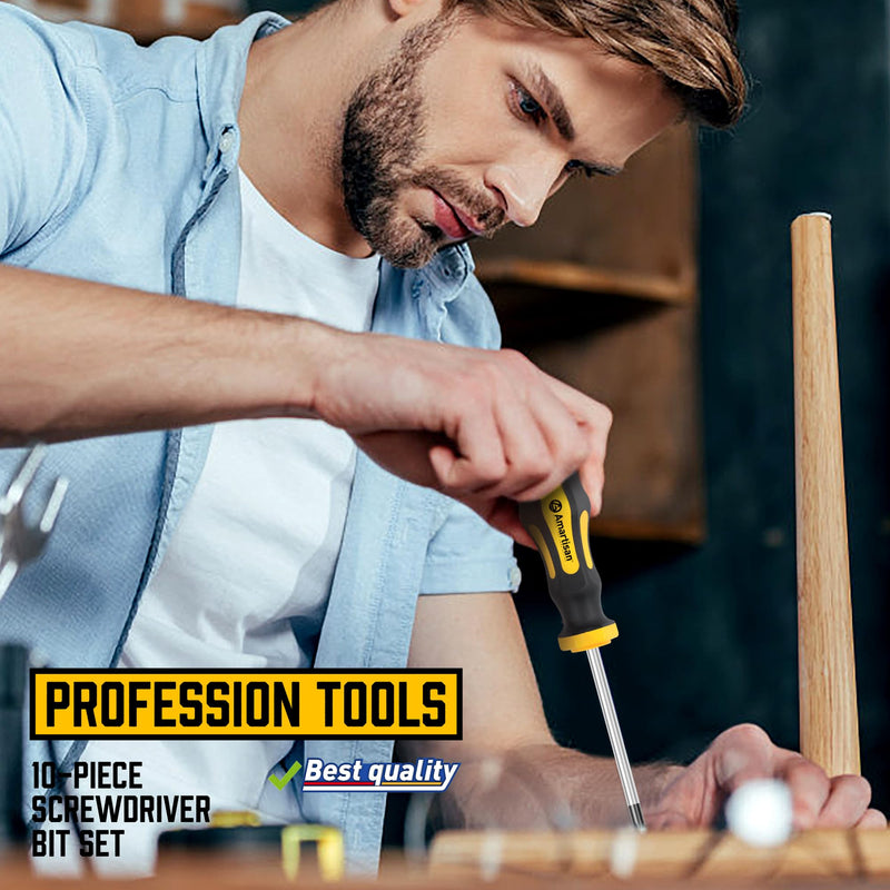 Amartisan 10-Piece Magnetic Screwdrivers Set, 5 Phillips and 5 Slotted Tips Professional Cushion Grip Screwdriver Set 10-Piece Screwdrivers Set